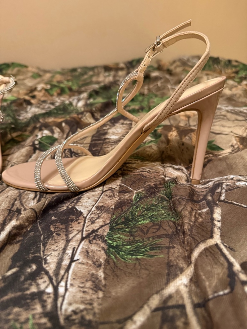 Nine West Blush Strappy Heels with Rhinestone Accent - Picture 6 of 6